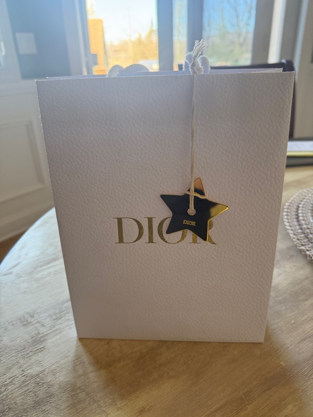 Dior White Gift Bag with Gold Logo and Star Tag